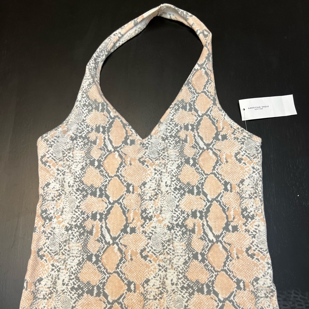 Light pink snakeskin halter top. - Picture 3 of 5